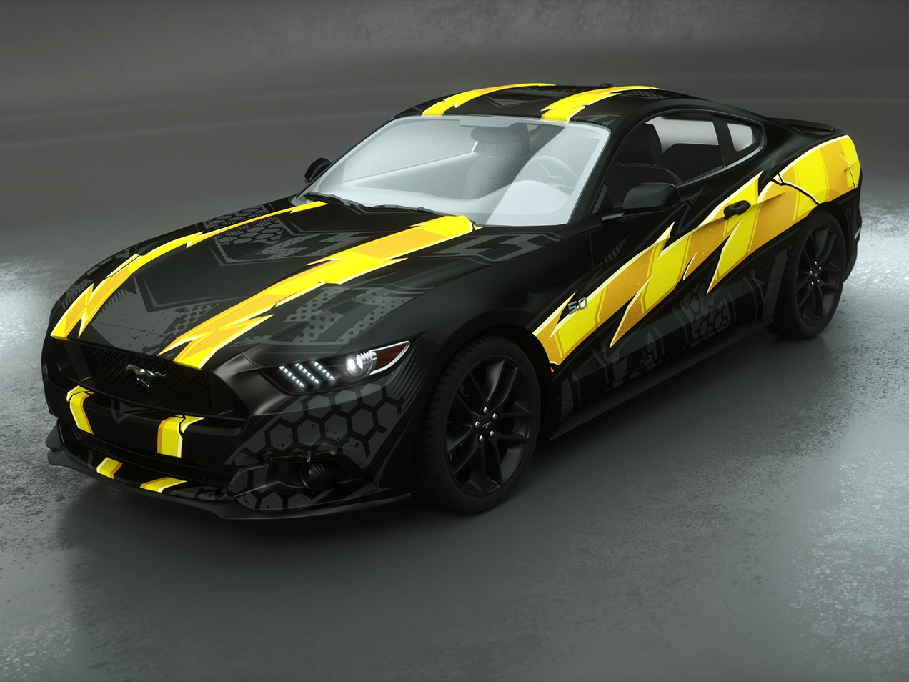 Black and yellow Car Wrap DRUCK & KLEBEN