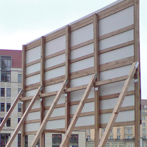 Bauschild_Holz_Gestell_Geruest_impraegniert_gestrichen_Werbetechnik